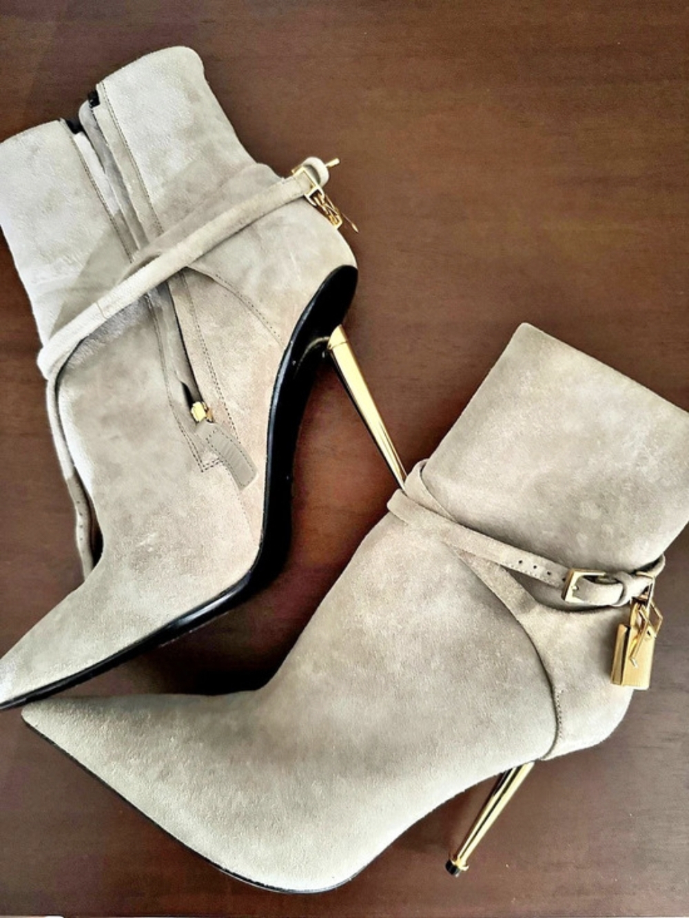 Tom Ford Knotty 105 Pointed Toe Heeled Boots Gray EU 36
